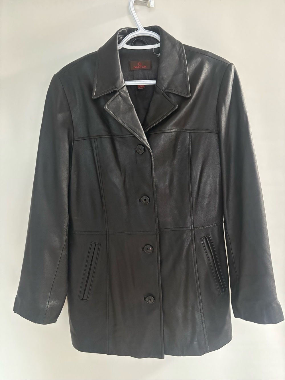 Danier Black Leather Button-Front Jacket
